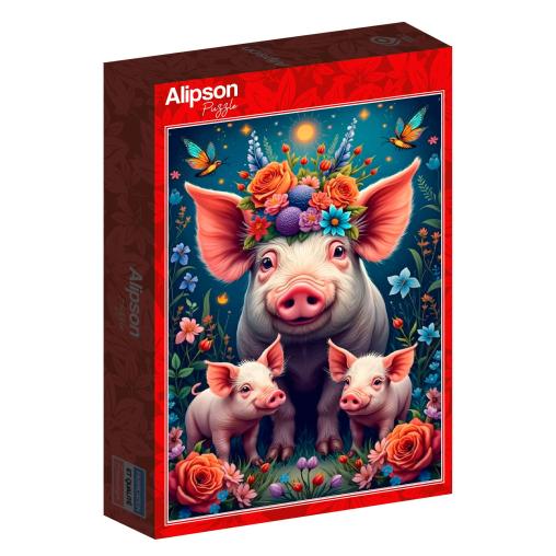 Puzzle Alipson Familia De Cerdos de Paseo de 1000 Piezas
