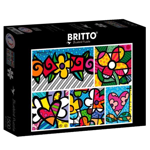 Puzzle Bluebird Collage de Corazones y Flores de 1500 Piezas