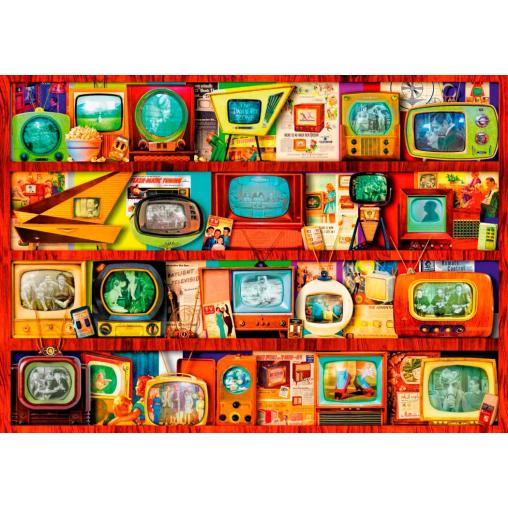 Puzzle Bluebird Estantes Con Teles Vintage de 1000 Piezas