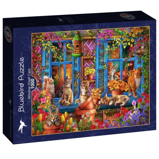 Puzzle Bluebird Gatos de Estantería de 1000 Piezas