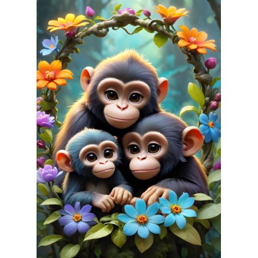 Puzzle Bluebird Lindos Monos XXL de 300 Piezas