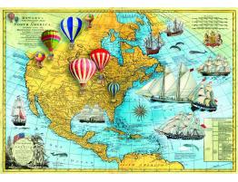 Puzzle Bluebird Mapa Vintage de Norteamérica de 1500 Piezas
