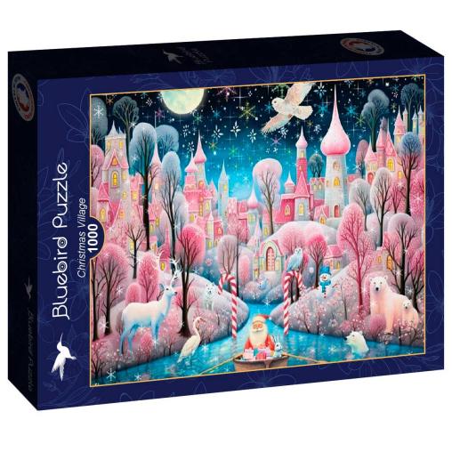 Puzzle Bluebird Pueblo Navideño de 1000 Piezas