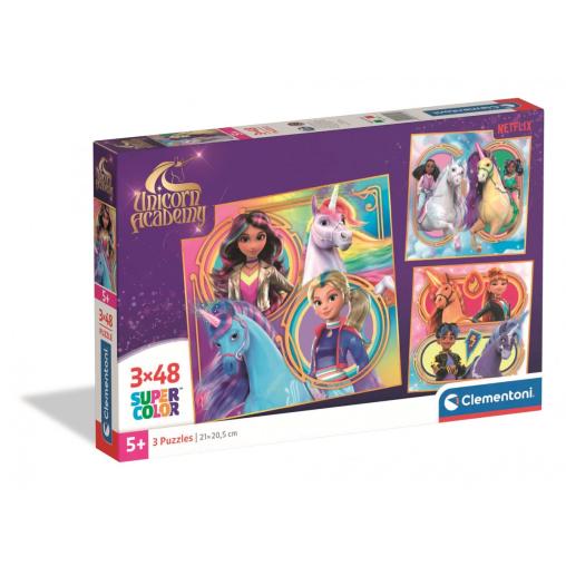 Puzzle Clementoni Unicorn Academy 3 x 48 Piezas