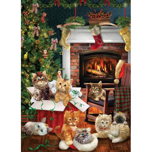 Puzzle Cobble Hill Gatitos Navideños de 1000 Piezas