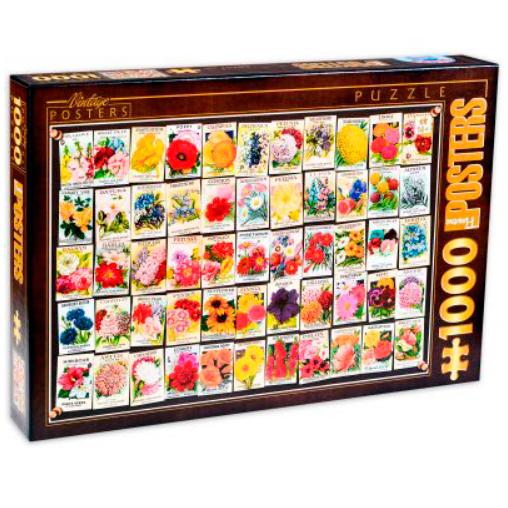 Puzzle D-Toys Collage Vintage, Flores de 1000 Piezas