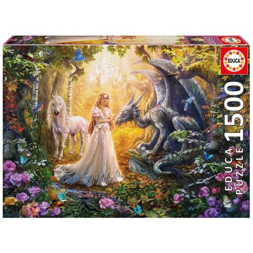 Puzzle Educa Dragón, Princesas y Unicornios de 1500 Piezas