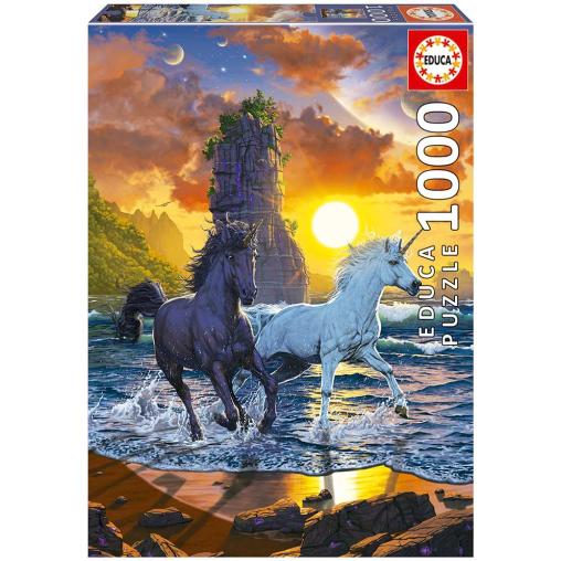 Puzzle Educa Unicornios en la Playa de 1000 Piezas