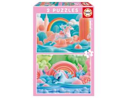 Puzzle Educa Unicornios Mágicos de 2 x 48 Piezas