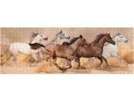 Puzzle Nova Panorama Caballos Corriendo en Tormenta de Arena de