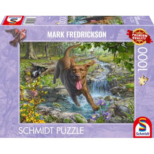 Puzzle Schmidt En Primavera con un Labrador Retriever 1000 Pzs