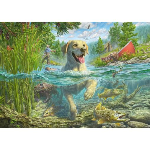 Puzzle Schmidt Un Labrador Amarillo Va de Pesca 1000 Pzs