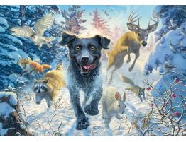 Puzzle Schmidt Un Labrador Negro en la Nieve 1000 Pzs