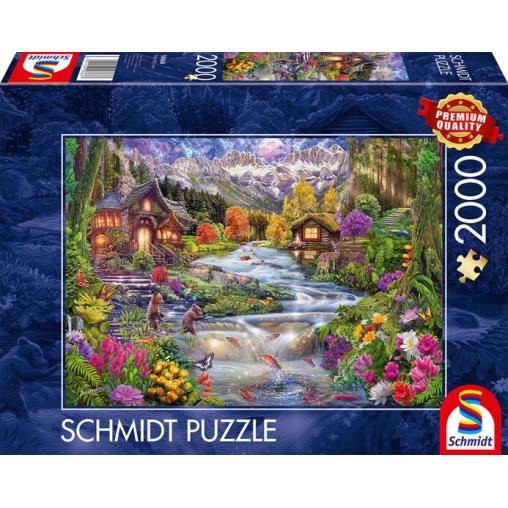 Puzzle Schmidt Un Río Idílico en las Montañas de 2000 Piezas