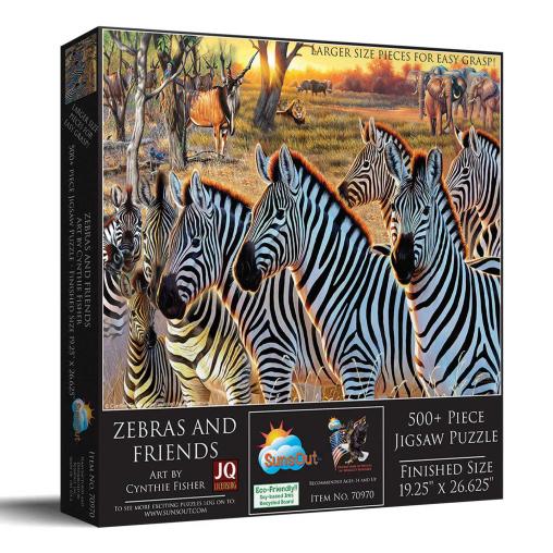 Puzzle SunsOut Cebras Y Amigos XXL de 500 Piezas